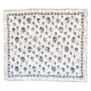 ALEXANDER MCQUEEN Classic Skull-Print Frayed Scarf